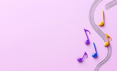 Poster - A lively and abstract background with colorful musical notes, perfect for a music party atmosphere.