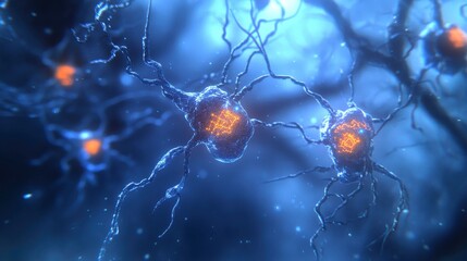 Fototapete - Neural Network Environment with Soft Light Animations