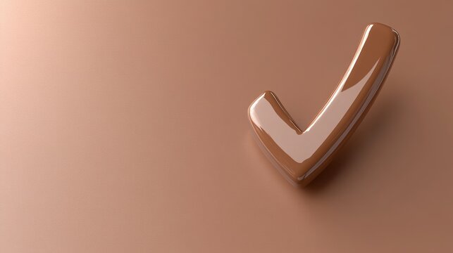 Glossy chocolate check mark on brown background.