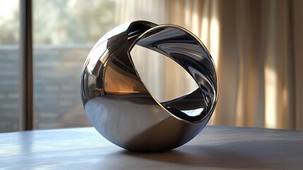 Poster - Polished Metal Sphere Sculpture Intertwined Design