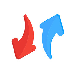 Leinwandbilder - Up and down blue and red arrows that showing rising and falling trends of the market. Vector 