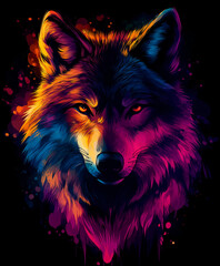 Naklejka na meble Colorful splash art of a wolf face