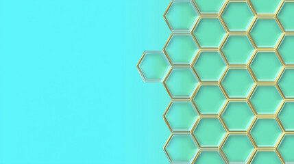 Blue hexagon background with copy space