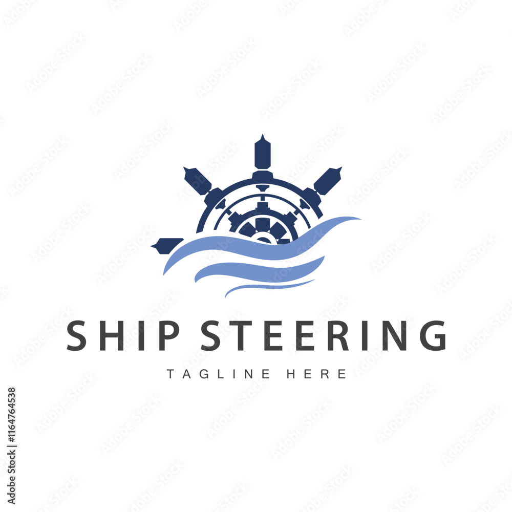 simple design of maritime sea vehicle with ship steering wheel logo ...