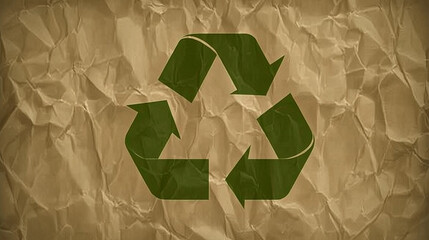 Fresh green recycle symbol with some paperboard accessories