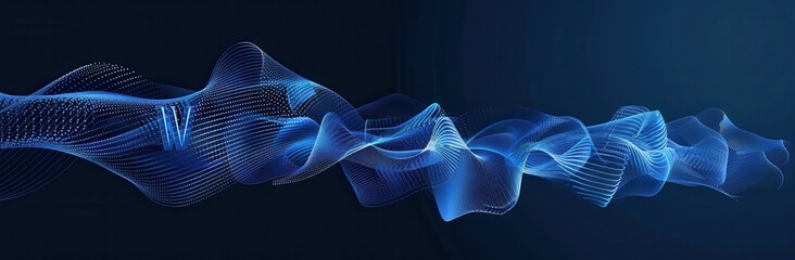 Aufkleber - Abstract Blue Wave Digital Particle Flow Design