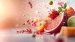 © Watcharaporn - Dynamic fruit splash kitchen food photography bright environment close-up view freshness concept
