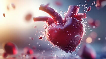 Poster - Dynamic heart representation abstract art digital creation colorful environment close-up view love and emotion concept
