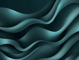 Poster - Abstract Teal Waves: A Serene Digital Artwork
