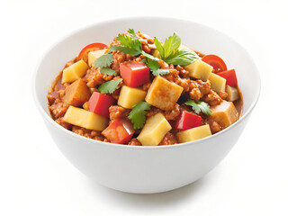 Wall Mural - bowl of delicious quinoa with vegetables and salad on white background