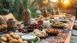© Nina - A traditional and serene iftar meal, with dates, milk, and a light breakfast spread on a table, shared by family members