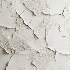 The wall is covered in cracks and peeling paint