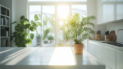 Wall Mural - Sunlit Kitchen Plant 3D Illustration