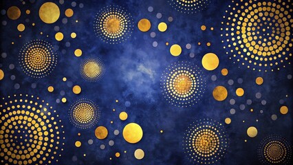 Abstract Gold and Blue Circular Design with a Textured Background