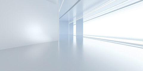 Wall Mural - empty space inside futuristic room, showroom, spaceship, hall or studio in perspective. include ceil