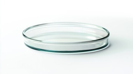 Poster - A detailed side profile of a glass petri dish with precise features, isolated on a clean white background for a minimalist and professional look