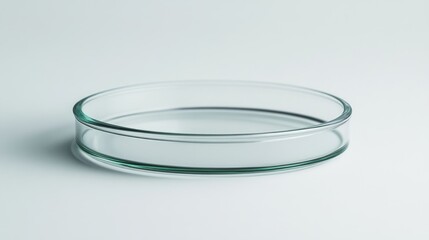 Poster - A detailed side profile of a glass petri dish with precise features, isolated on a clean white background for a minimalist and professional look