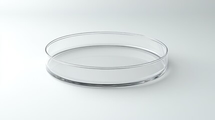 Poster - A detailed side profile of a glass petri dish with precise features, isolated on a clean white background for a minimalist and professional look