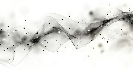 Poster - Abstract black and white wave with particles.