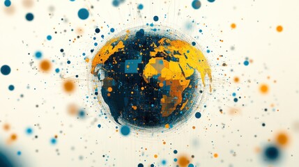 Aufkleber - Abstract globe with data points.