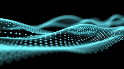 Aufkleber - Abstract glowing turquoise digital wave on black background.