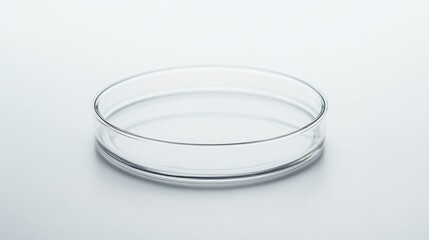 Poster - A petri dish from the side, placed on a clean white backdrop, showcasing its perfect circular form and reflecting the simplicity of scientific study