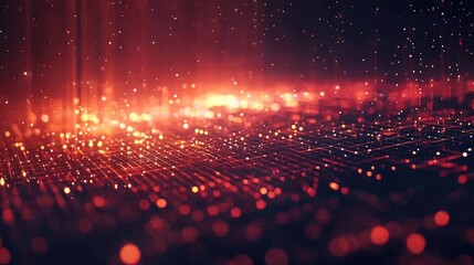 Poster - Cosmic abstract background concept. Abstract glowing patterns of light and data in a digital landscape.