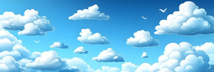 Wall Mural - Fluffy Clouds Illustration Background