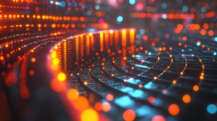 Aufkleber - Abstract swirling pattern of glowing lights and particles.