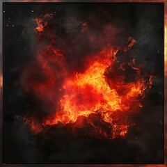 Wall Mural - Fiery inferno explosion, burning embers and smoke.