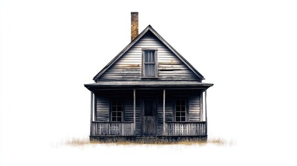 Aufkleber - Spooky vintage haunted house with aged wood and ghostly atmosphere, isolated on a stark white background, capturing dark details
