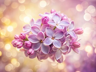 Wall Mural - White background showcases breathtaking lilac blossoms in soft bokeh.