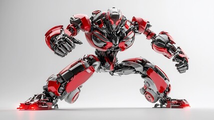 Aufkleber - Powerful red robot in fighting stance.