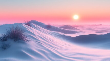 Wall Mural - pink and purple sunset desert landscape: surreal