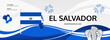 © Naufal Milan Design - Happy El Salvador Independence Day banner in modern style. Wide banner for website, social and more with typography. Illustration for national holiday celebration party