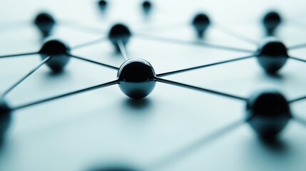 Aufkleber - Black spheres connected by lines, network concept.