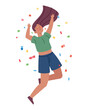 © Gstudio - jumping girl celebration with confetti