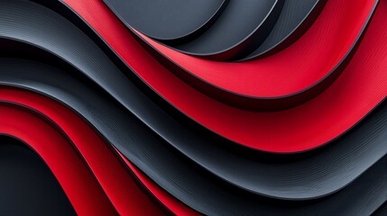 Aufkleber - Abstract red and black wavy curves.