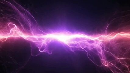 Poster - Vibrant energy wave with purple hues emanating from a central point in dark space