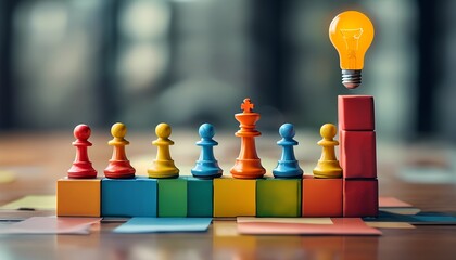 Poster - Strategic business planning with abstract business concepts modern office digital artwork indoor environment close-up view innovative ideas