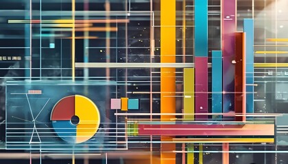Poster - Dynamic abstract business visualization corporate environment infographic data analysis modern digital space conceptual perspective for enhanced insights