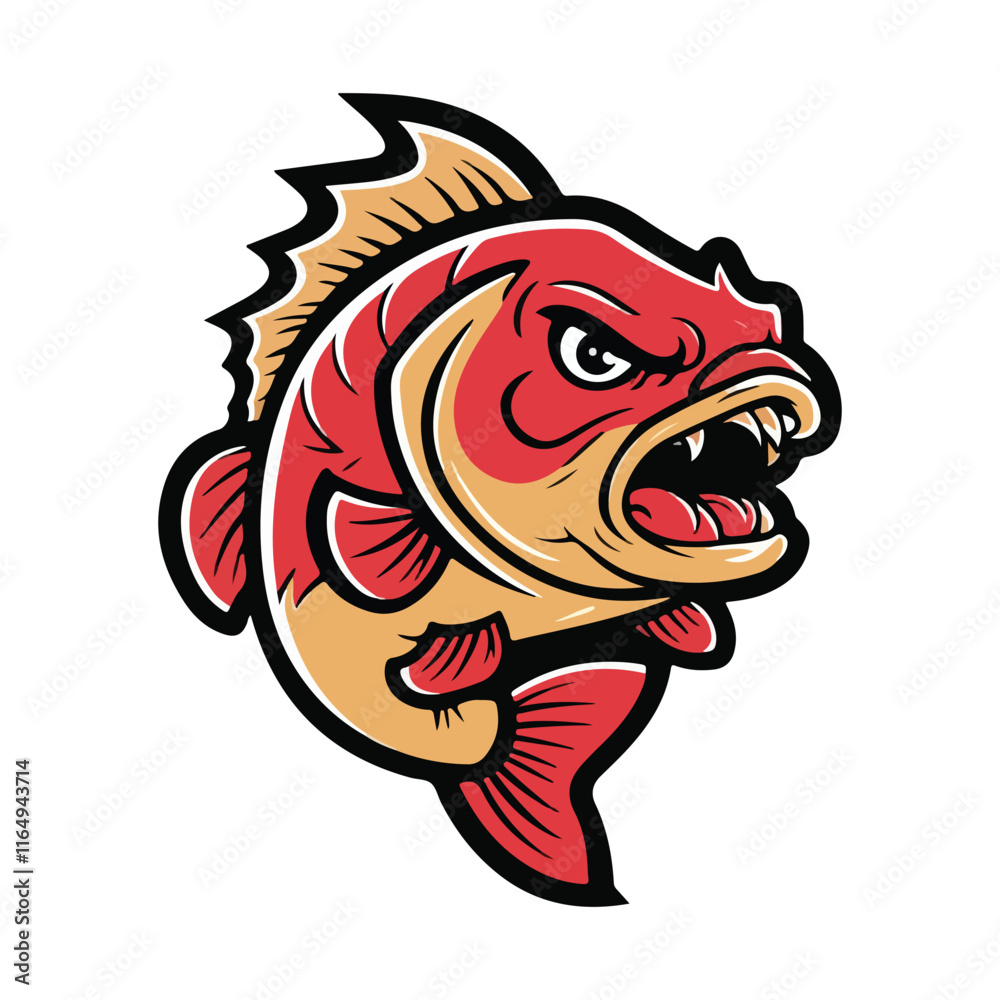 Angry fish vector and red fish vector art Stock Vector | Adobe Stock