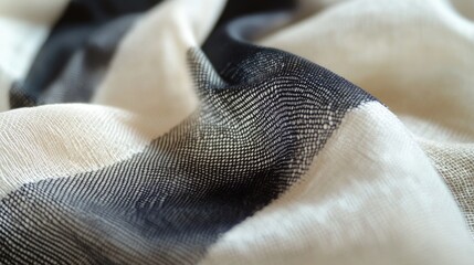Aufkleber - Transparent black and white silk fabric with coarse texture rigid drapery slight peeping effect ideal for creative textile applications