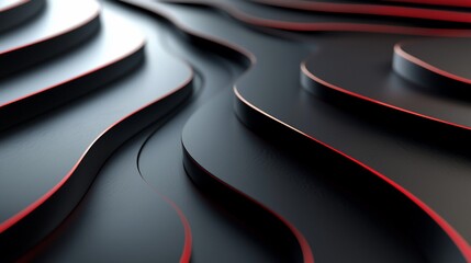Poster - Abstract dark grey and red wavy layered background.