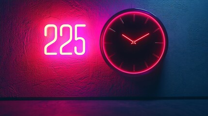 Poster - Neon clock showing 225.