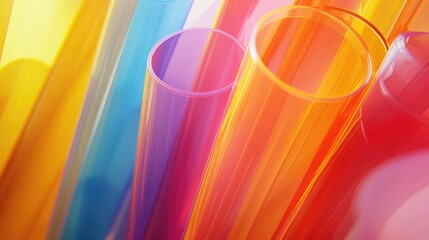 Aufkleber - Colorful Translucent PMMA Acrylic Tubes Creating Vibrant Abstract Background Design