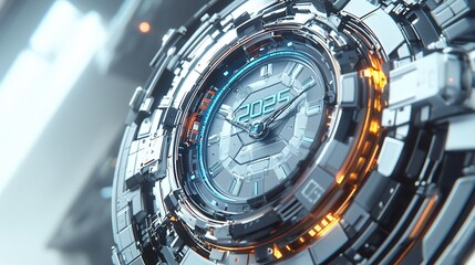 Poster - Futuristic clock displaying 2026.