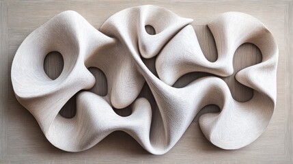 Poster - Abstract Wooden Sculpture with Intertwined Forms
