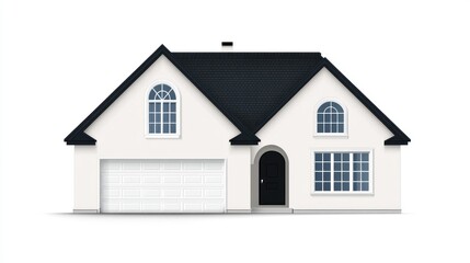 Wall Mural - White House with Black Roof and Garage