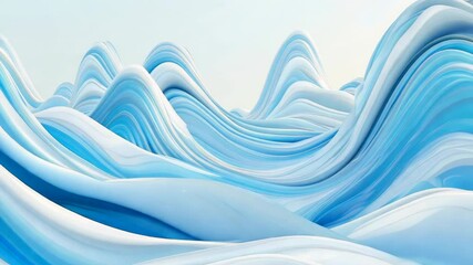Poster - Smooth and flowing blue waves create abstract landscape of serene textures.